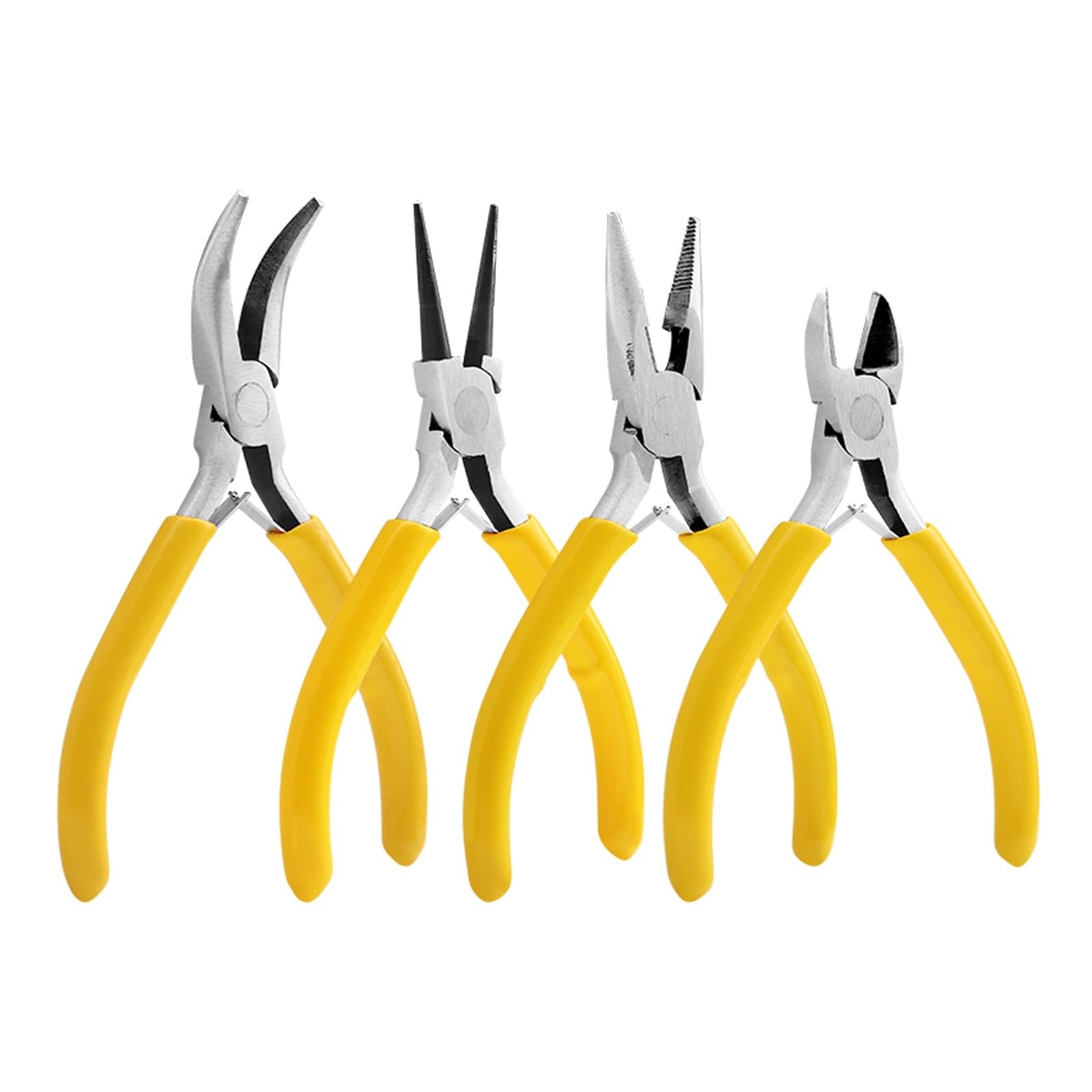 Ensemble de pinces pour bijouterie Kit d'outils for la fabrication de bijoux en métal : pince coupante, à bec rond coudé, kit for création et réparation Idéal for le bricolage(Yellow 4pcs)