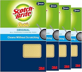3M Scotch-Brite Dobie All Purpose Pads, 3Count (Pack of 4) Total 12 Pads