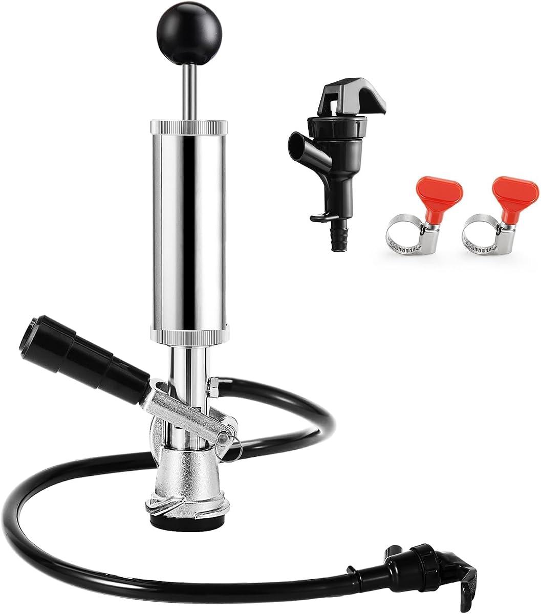 4" Keg Tap Kit, Beer Party Pump, American D-System Keg Pump | Chrome-plated beer tap dispenser for picnic, with beer line & faucet parts, fit US Sankey Keg