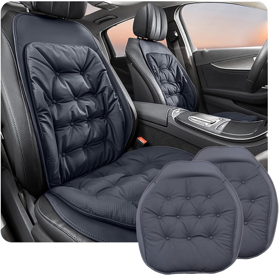 Car seat Cushions Sciatica & Lower Back Pain Relief fit for Car Driver Ergonomic Memory Foam Waterproof and wear-Resistant Covers 2 pc Front seat Black