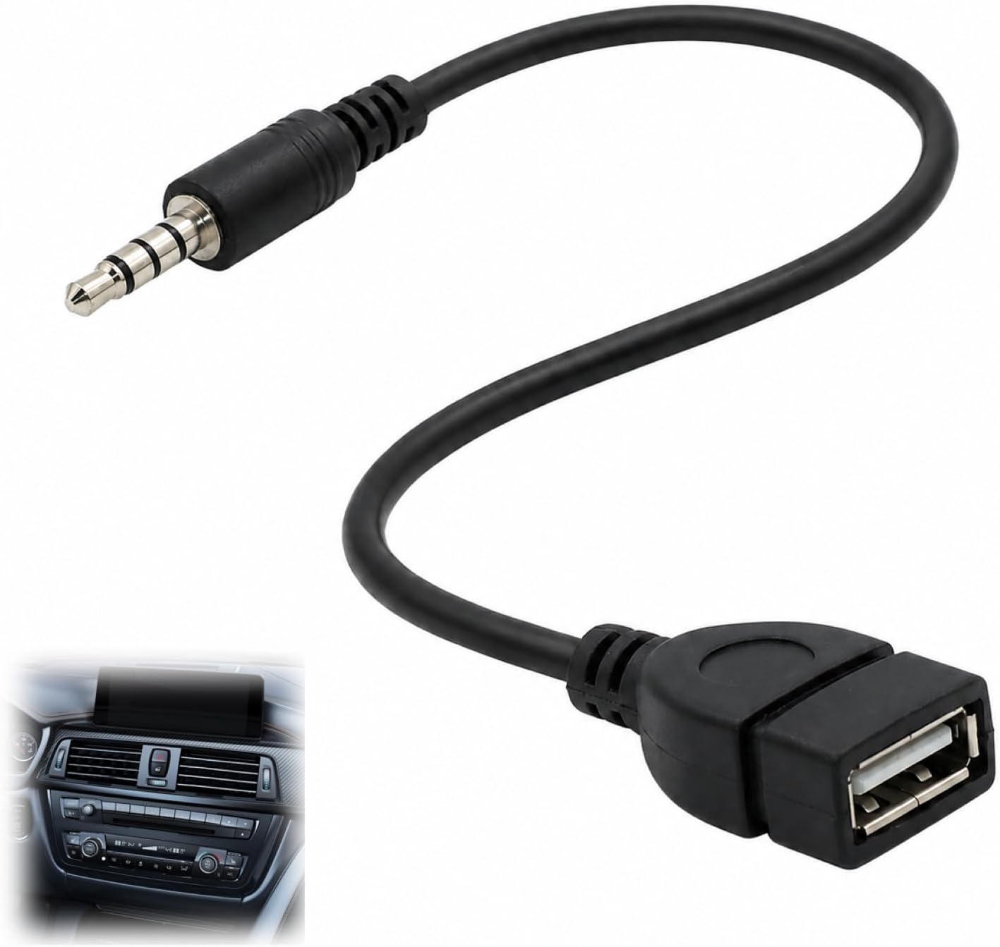 USB to 1/8 inch Male Auxiliary Stereo Audio Jack Adapter USB Audio Converter Cable for Car Radio and CD/DVD Players, Auto Play, Plug and Play, Compact and Durable for Car