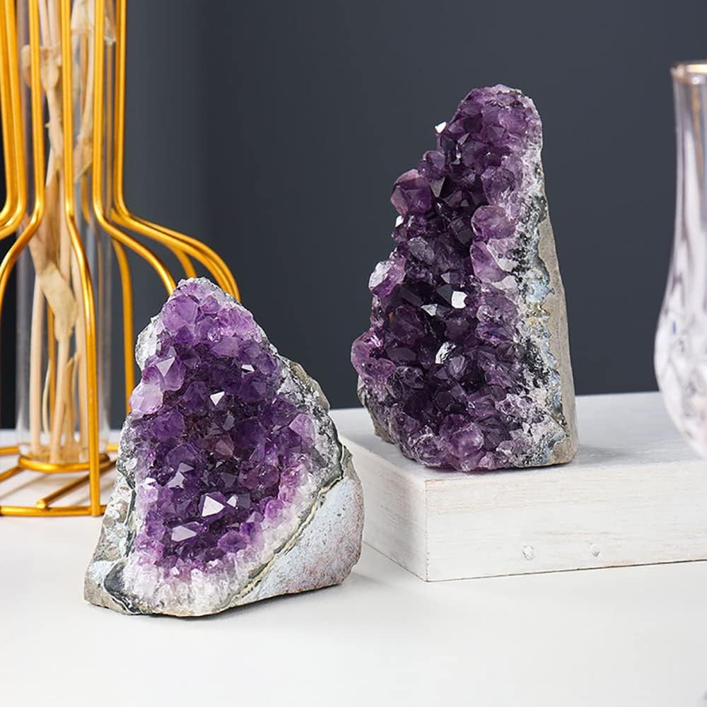 JIC Gem Natural Amethyst (1 lb to 2 lb) Crystal Cluster from Brazil Purple Quartz Geode for Home Decor