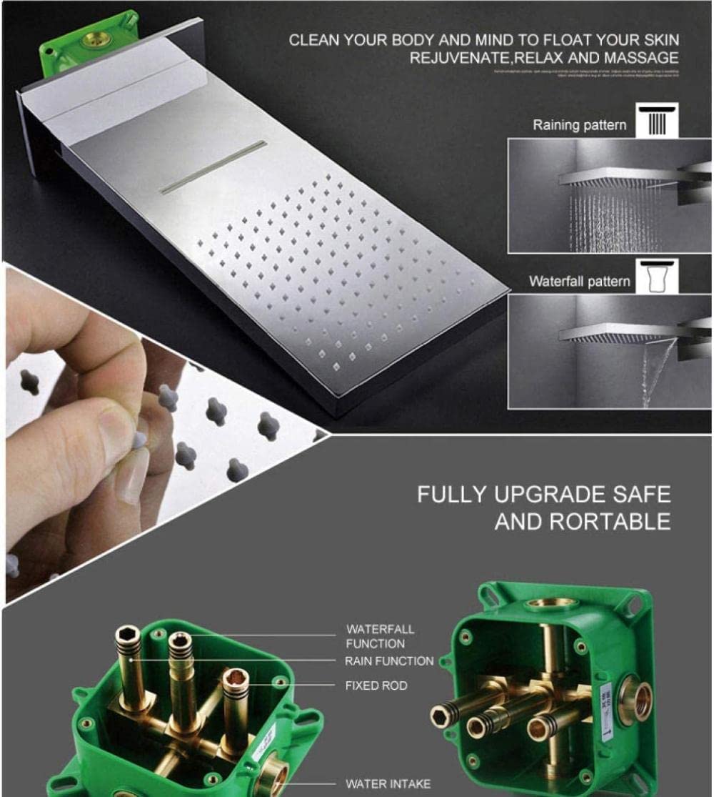 IATUPKE Thermostatregelung Regendusche Set Messing Badezimmer Dusche Wasserhahn System Badezimmer Regen Mixer Dusche Combo Set Dekoration