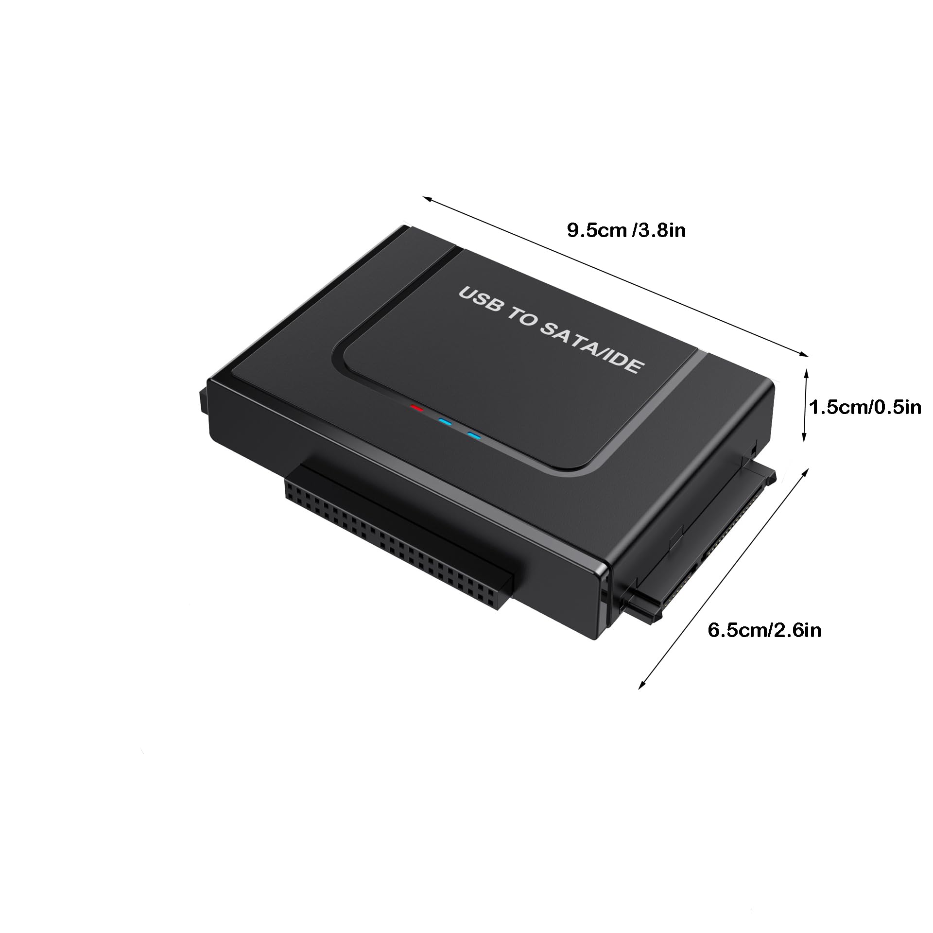 Adaptador USB 3.0 a IED SATA, convertidor de lector de disco duro externo SATA adaptador USB para HDD SSD de 2.5 pulgadas y 3.5 pulgadas con adaptador de corriente de 12/2 A