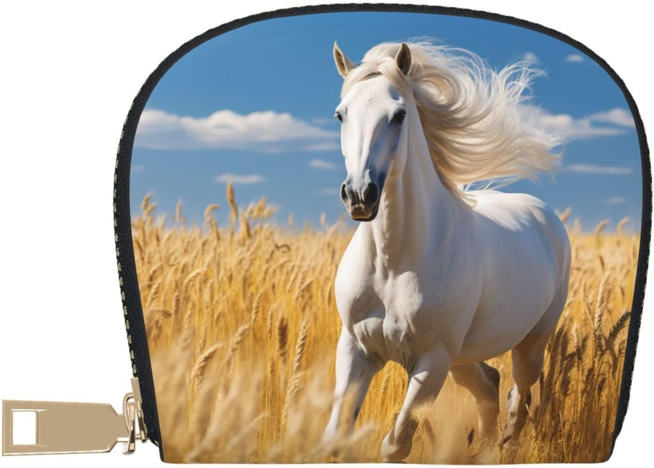 white stallion1 print Wallet Credit Cards Holder Business Card Case for Men Women Compact Size for Adults