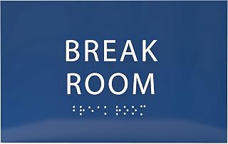 6" X4" Break Room Sign - ADA Compliant Tactile Graphics Grade 2 Braille Text | Wall Mount Plastic Kitchen, Lunch Room Signs for Offices, Hotels, Schools, Apartments, & Restaurants