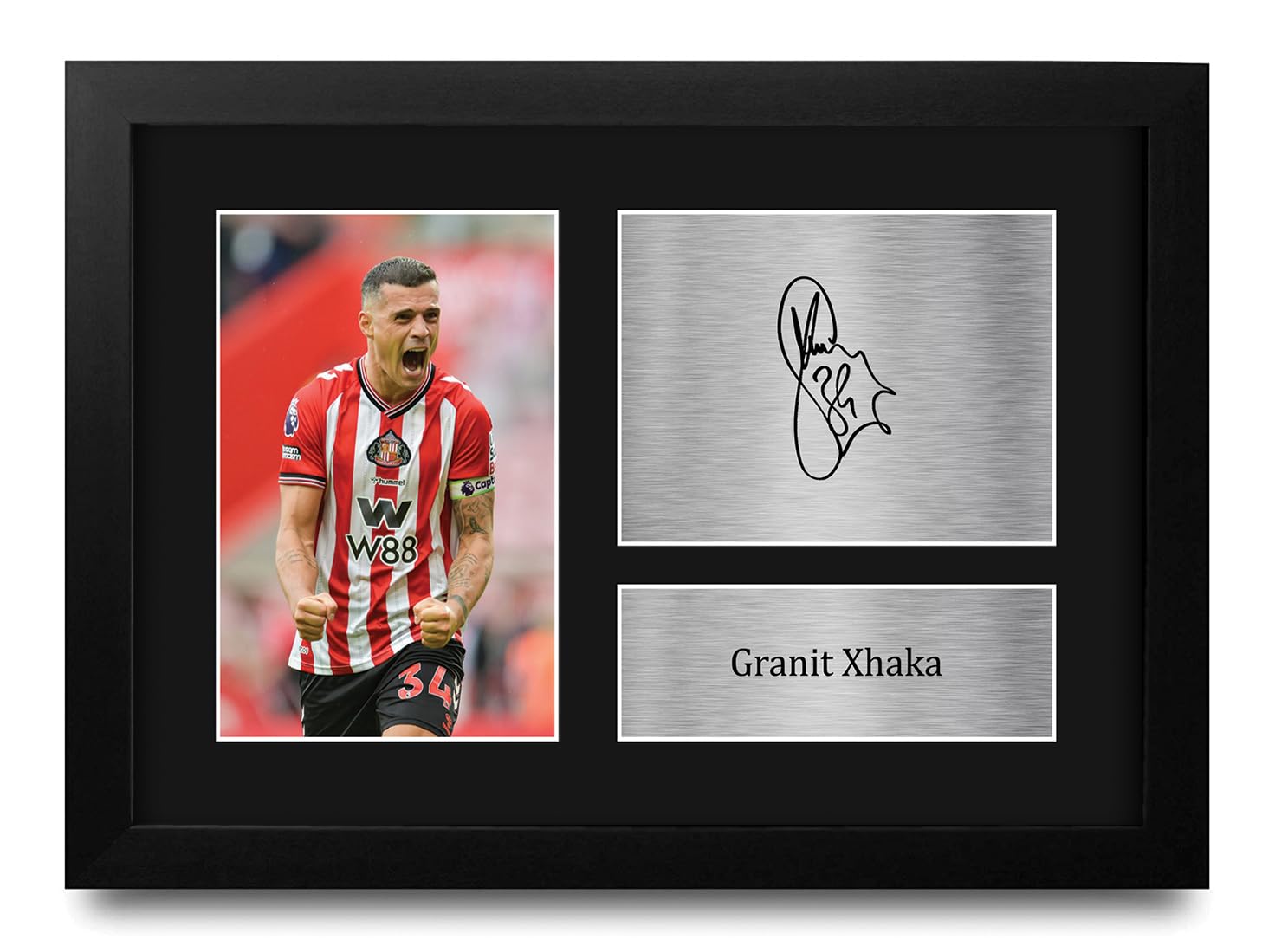 HWC Trading Granit Xhaka Sunderland Gifts Printed Signed Autograph Picture for Football Fans and Supporters - A4 Framed