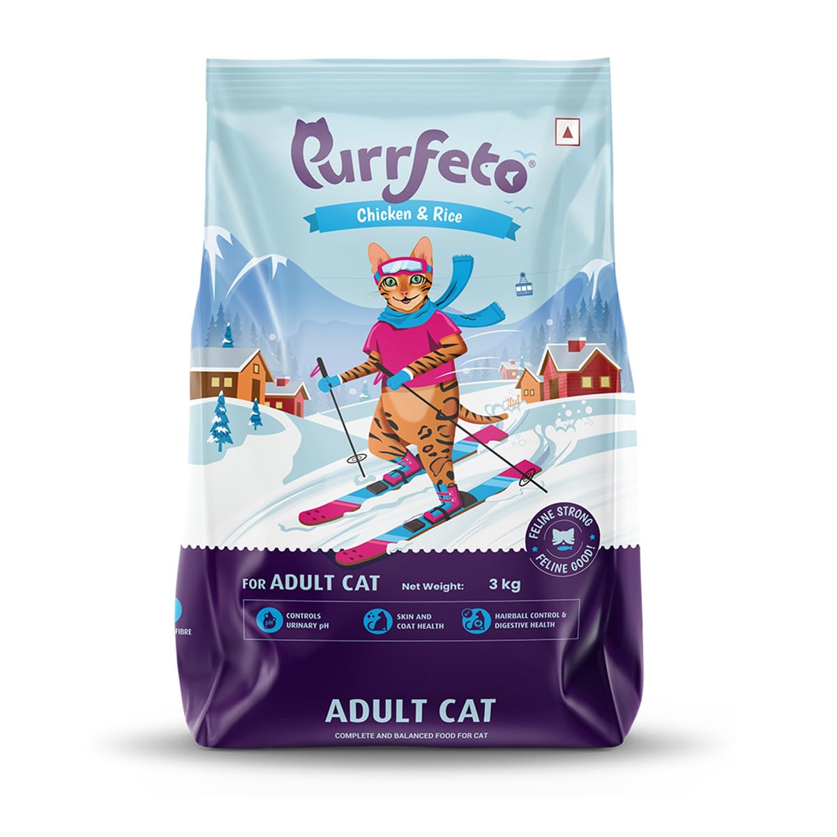 Purrfeto Adult Dry Cat Food | Chicken & Rice | 3 kg Ingredients |40% Reduction in Urinary Track Diseases |Anti Hairball Formula |Healthy Skin & Coat |Improves Digestive Health