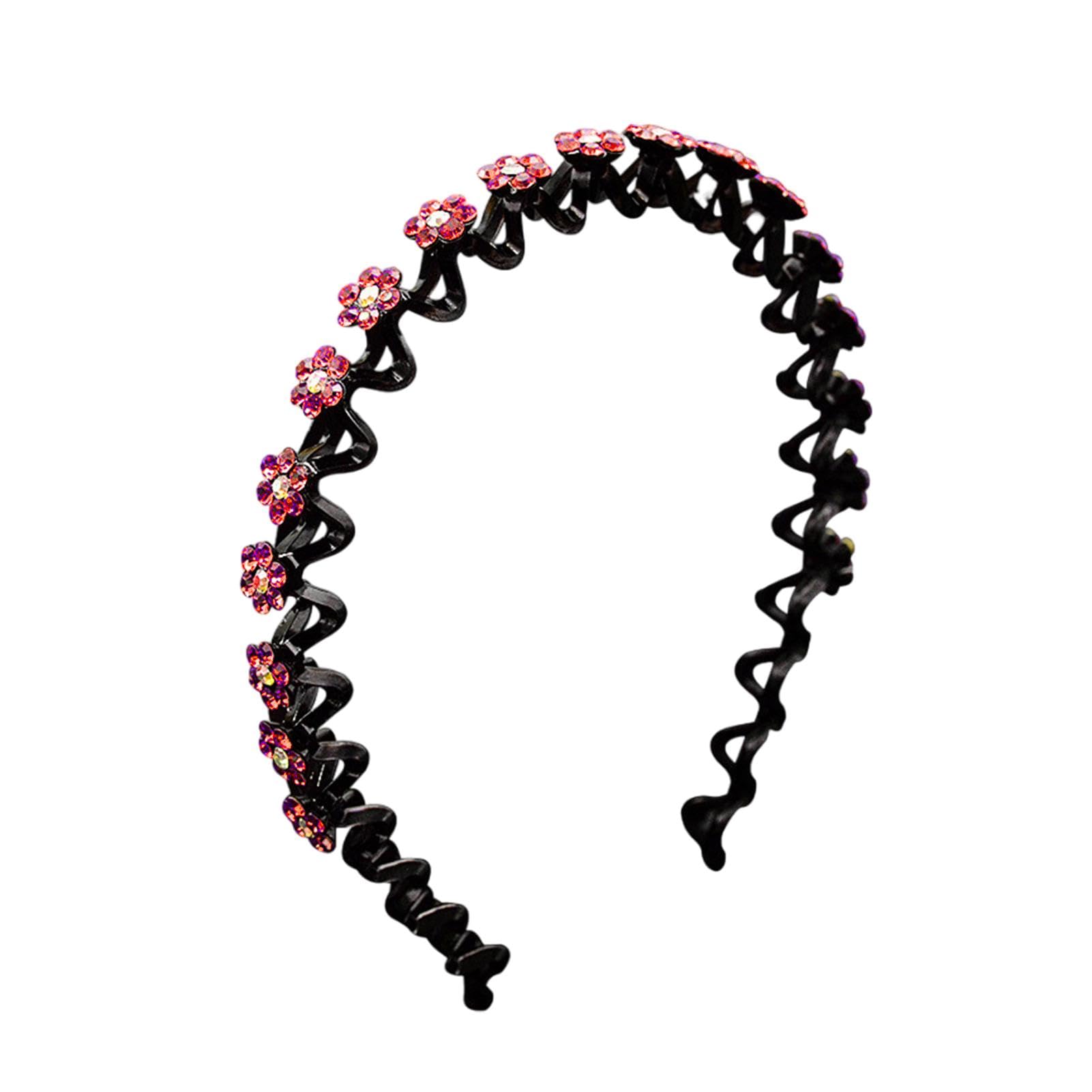 6 Fasce Per Capelli Rigide Con Strass E Denti Antiscivolo, Colore Nero Misto, Per Donna
