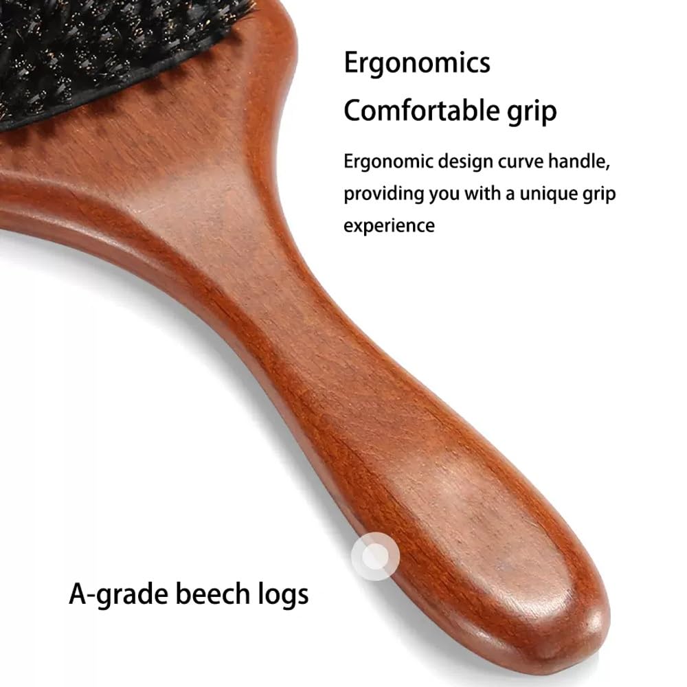Cepillo for el cabello, cepillo de cerdas de jabalí for mujeres y hombres, cepillo de cerdas naturales suaves for cabello fino y fino, restaura el brillo y la textura