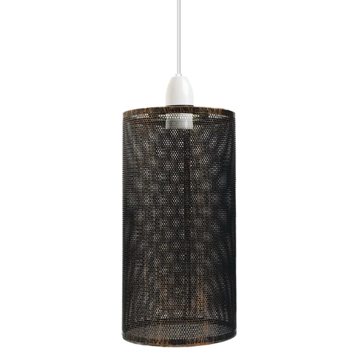 LEDSone Easy Fit Wire Cage Open Style Pendant Light Shade Metal Cage Drum Lampshade Ceiling Pendant Lamp with Free Reducer Plate (Style 2 Brushed Copper Pack 1) โ image 1