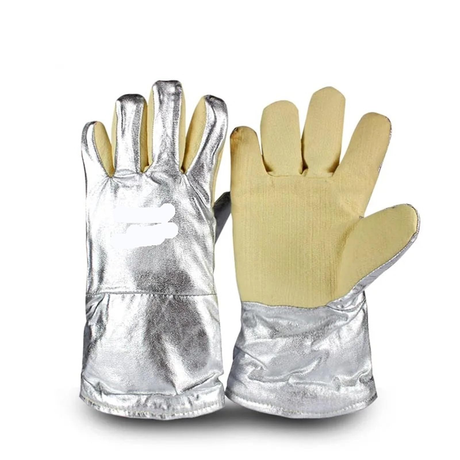 Generico Guanti resistenti alle alte temperature fino a 500 gradi - Guanti protettivi antiscottatura in aramide e alluminio(45cm)