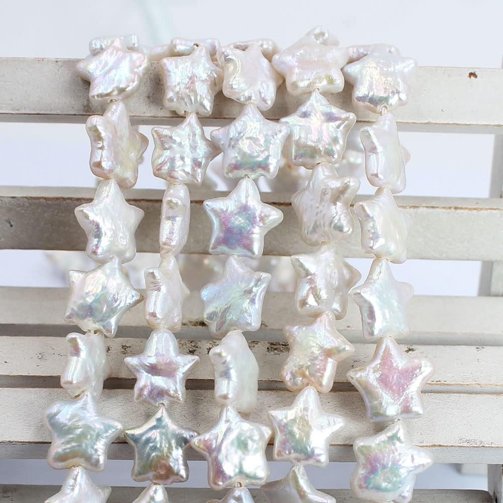 SR BGSJ Natural 10-11mm 3A Grade Star Shape Shape Button White Freshwater Pearl Jewelry Necklace Bracelet Earrings Making Craft Loose Beads Strand 15"
