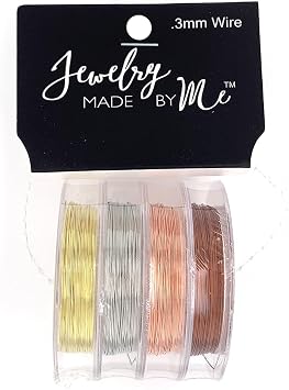 Jewelry Made by Me | Neutral Wire | .3mm | 11yds. Per Roll | Gold, Silver, Copper, Bronze | for Beading, Necklace, Bracelet, Earring and DIY Jewelry Craft Projects