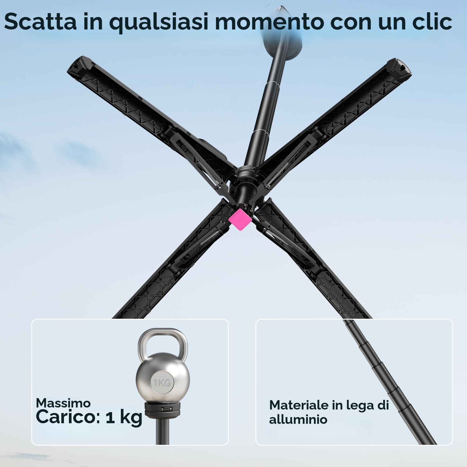 ULANZI MT85 Selfie stick treppiede magnetico con 4 piedi, Bastone selfie bluetooth con Apertura automatica, Treppiede con calamita 153cm, Compatibile con iPhone Serie 17 16 15 e Samsung Xiaomi Realme