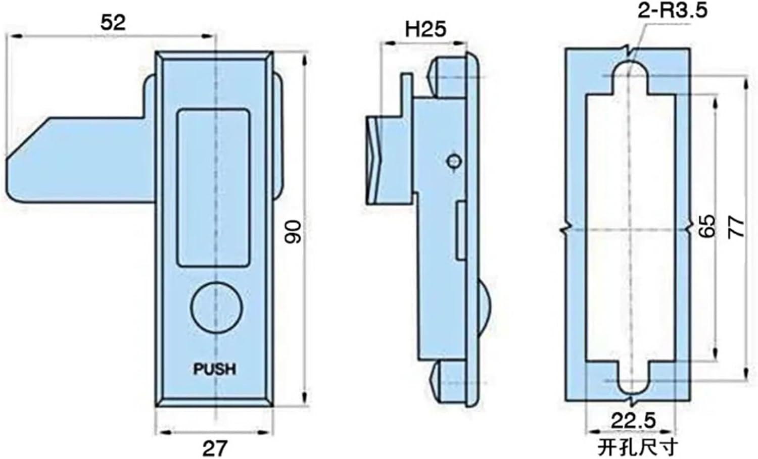 Plane Lock for Fire Cabinet Push-Button Twist Lock Mechanical Equipment Cabinet Locks 1Pcs