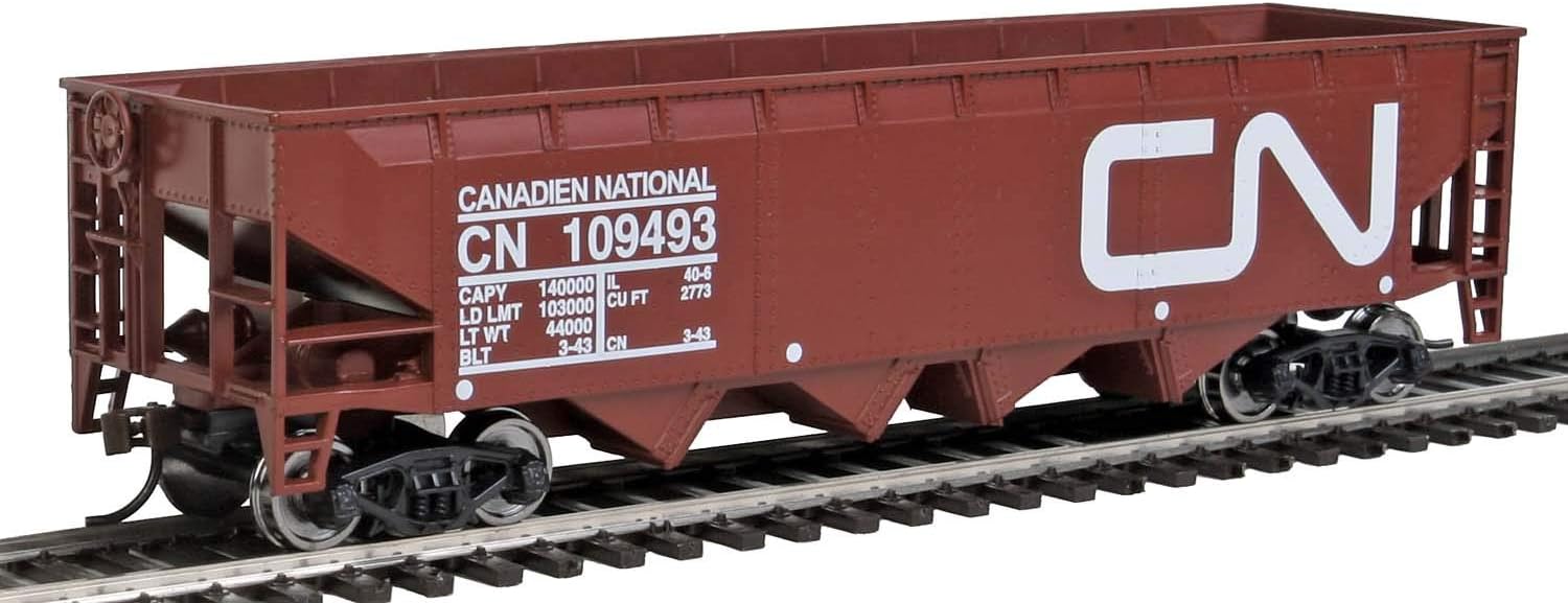 Walthers Trainline Offset Hopper - Ready to Run -- Canadian National (brown, white; Large Logo) HO Scale