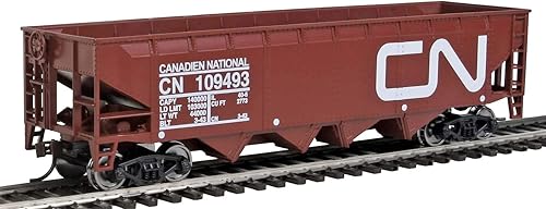 Walthers Trainline Tolva compensada - Listo para funcionar -- Escala HO nacional canadiense (marrón, blanco; logotipo grande)