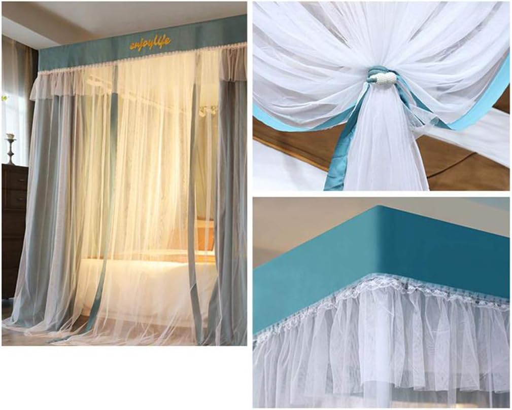 Bed Canopy-Dust-Proof top Cloth Shading Mosquito net Bed Curtain Integrated Dual-use Princess Style 1.5m1.8m Bed Curtain Household Thickening Bracket (Section C 1.8 * 2.2m)