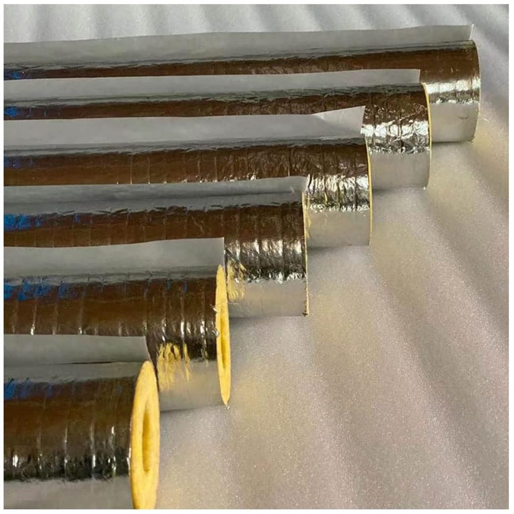 Tubo Isolante Pretagliato in Lana di Vetro, Guaina Isolante in Alluminio per Tubi, Isolante per Tubi - Impermeabile/ignifugo/antigelo - per Tubi Caldi O Freddi(108mm)