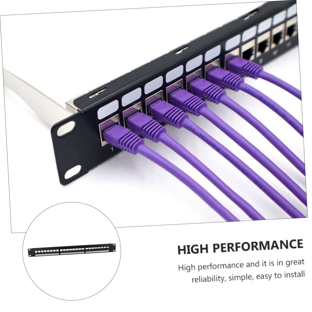 Panneau de Brassage Ethernet 19 Pouces, 24 Ports, Métal Noir, Montage en Rack, Non, pour Câbles Cat 5e à Cat 7