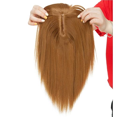 Miniatura 2 de Hairro 11 pulgadas clip en la parte superior con flequillo fino para mujer, pelo sintético japonés marrón corto y recto con clip en la parte