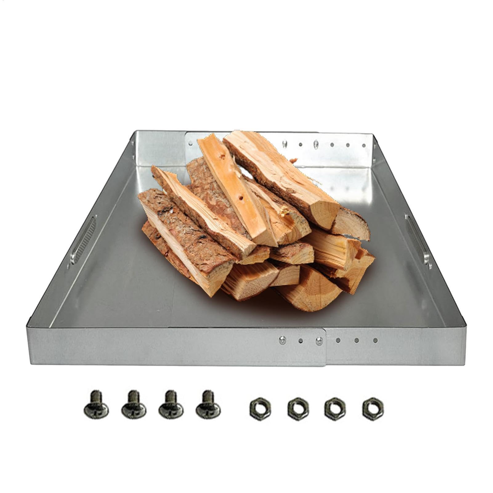Bandeja para chimenea, soporte de acero para recoger cenizas con paquete de tornillos, herramienta de recolección ajustable resistente al óxido, accesorios de chimenea para una fácil limpieza