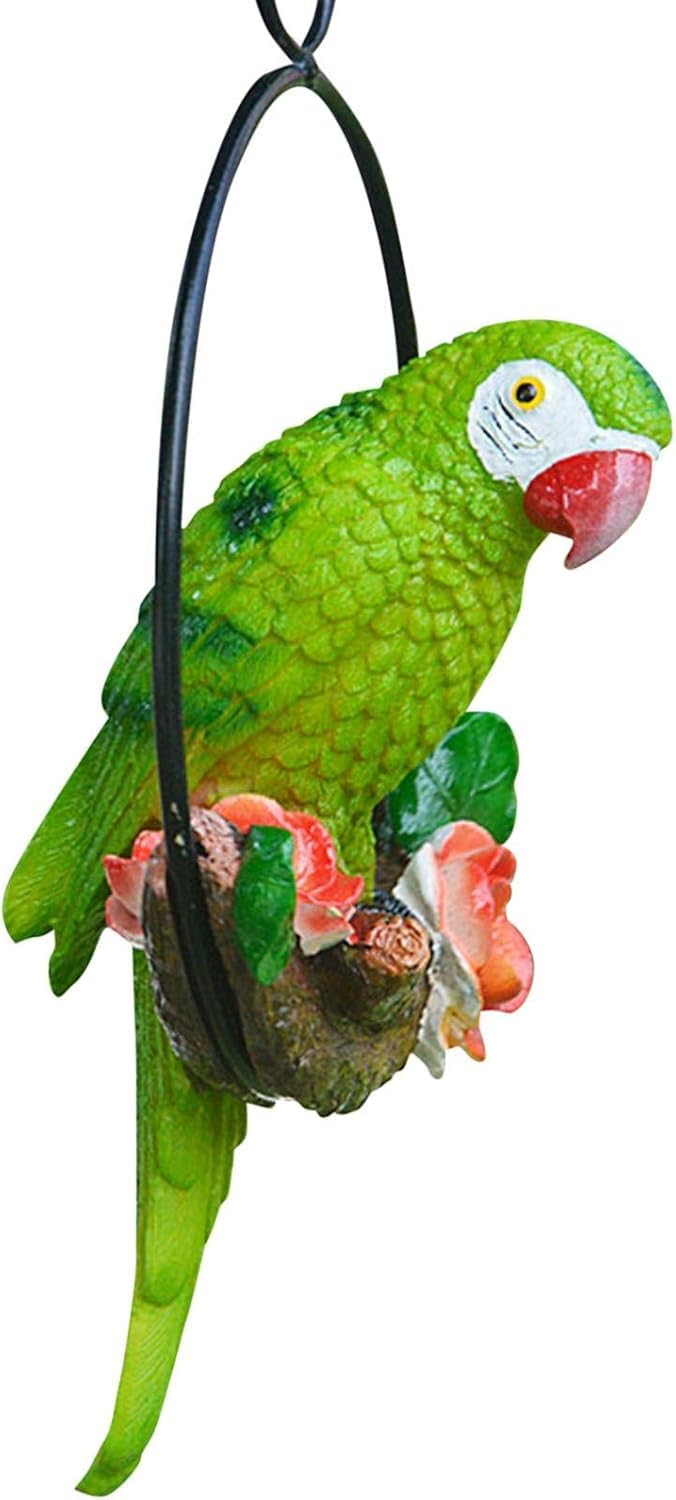 VHKJewE Parrot Decoration | Garden Sculpture Wall Decorations | Innovative Iron Ring Hanging Bird Statue(B)