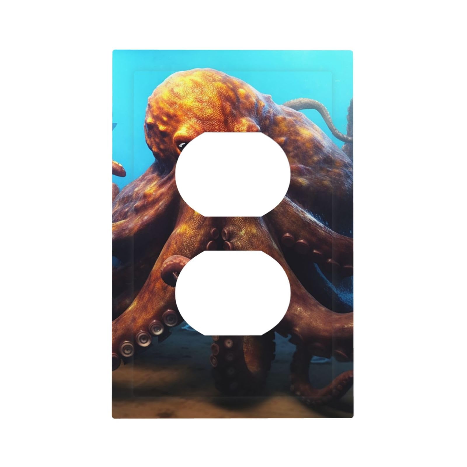 1-Gang Decorator Wall Plate Huge Octopus Light Switch Cover Single Gang Receptacle Outlet Wall Plate Mid Size 5" x 3" Wallplate Unbreakable Polycarbonate Outlet Faceplates Covers