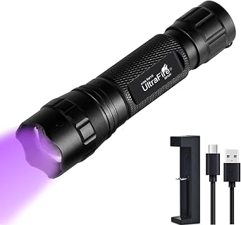 ULTRAFIRE 501B UV Flashlight, Adjustable Focus 395nm Ultraviolet Blacklight Mini Flashlight for Pet Urine Detection, Resin Curing, Scorpion & Bed Bug Detection
