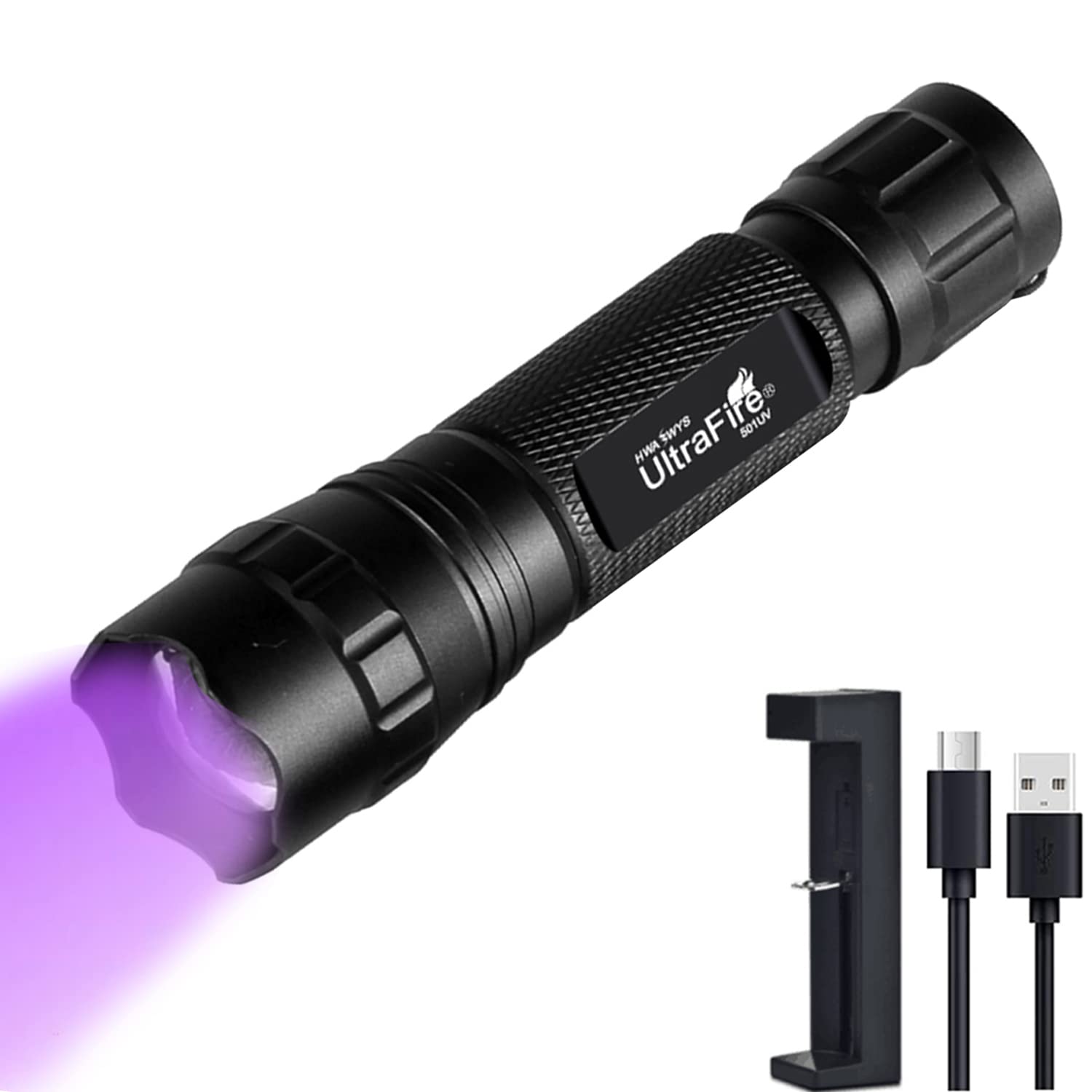 UltraFire 502B Torcia UV LED 395-405 Nm | Luce Nera Portatile Con Zoom | Rilevatore Di Macchie E Urina Per Animali