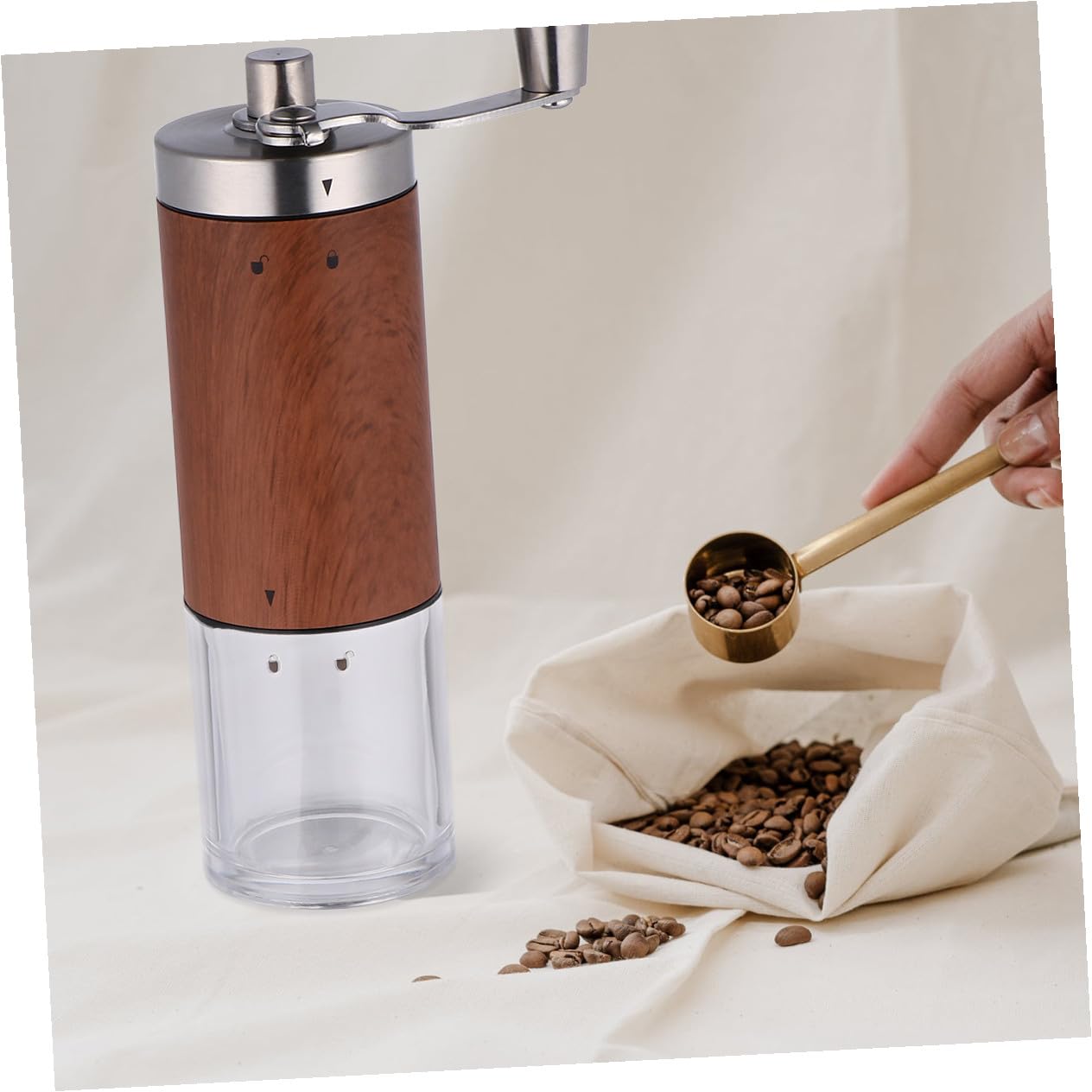 1pieza Moledor Manual De Café Acero Inoxidable Práctico y Para Especias Nueces y Color Madera Portátil y Conveniente Para