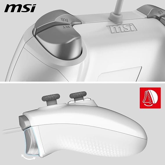 ذراع ألعاب Msi Gg Force Gc200 أبيض سلكي للكمبيوتر الشخصي/أندرويد 8+ يدعم محرك اهتزاز مزدوج بطول 2 متر