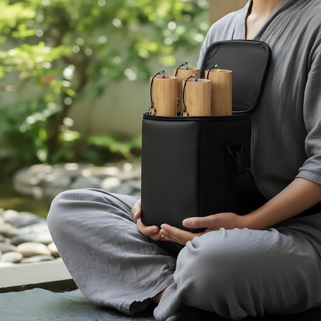 Wind Chimes Padded Case for Melody Chimes and Koshi Chimes – Carrying Travel & Storage Bag – Universal Fit Instrument Case, Windbell Sound Healing & Meditation - Black
