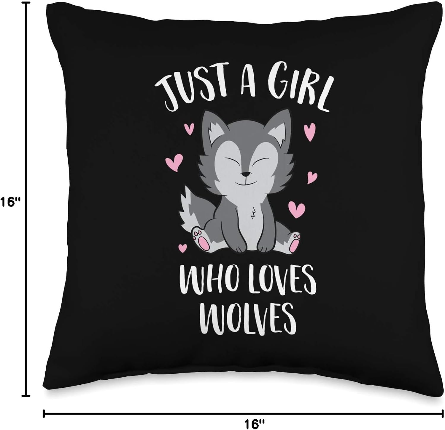 Just A Girl Who Loves Wolves Cute Wolf Girl Throw Pillow