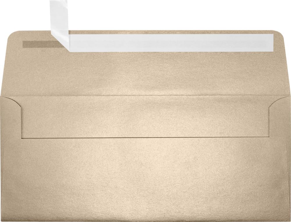 LUXPaper Custom Printed #10 Business Envelopes | 50 Qty | Personalized Address/Logo | Peel & Press | 4 1/8" x 9 1/2" | Taupe Metallic | 81lb. Text