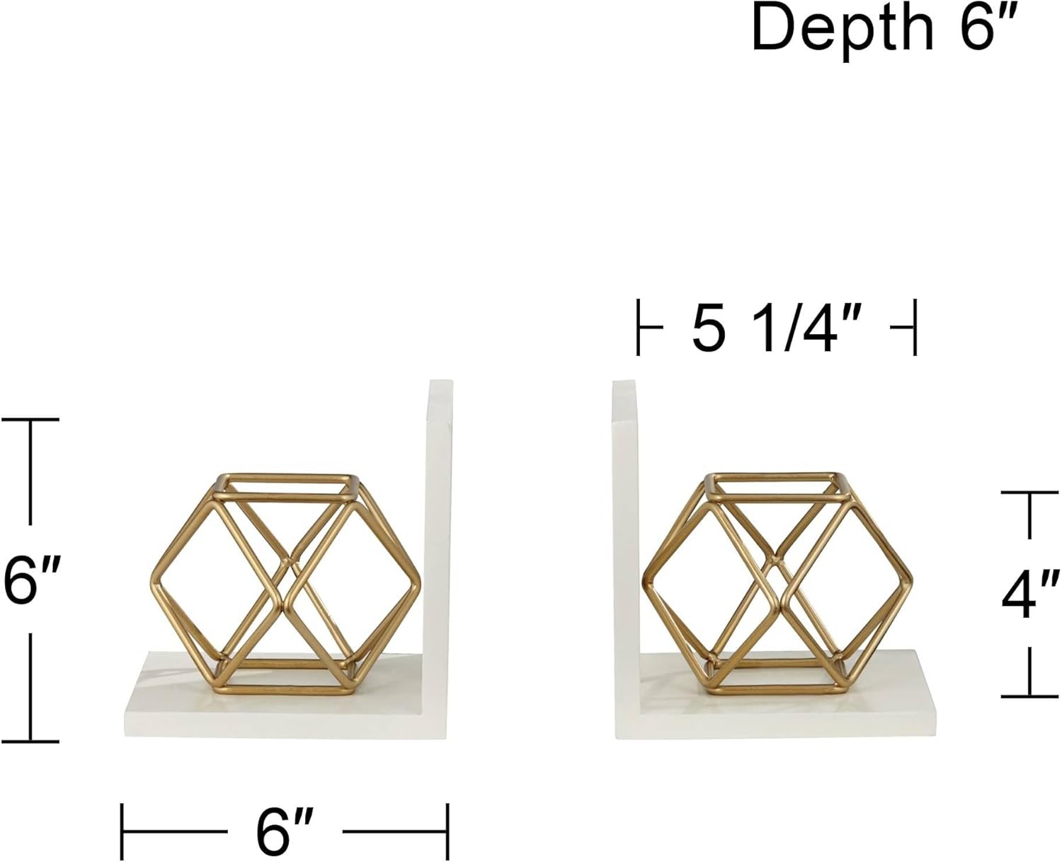 Fantasma White Wood Glossy Golden Bookends Set - Studio 55D