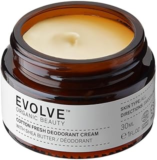 Evolve Organic Beauty Cotton Fresh Natural Deodorant Cream - Vegan - Certified Organic Deodorant (30ml)