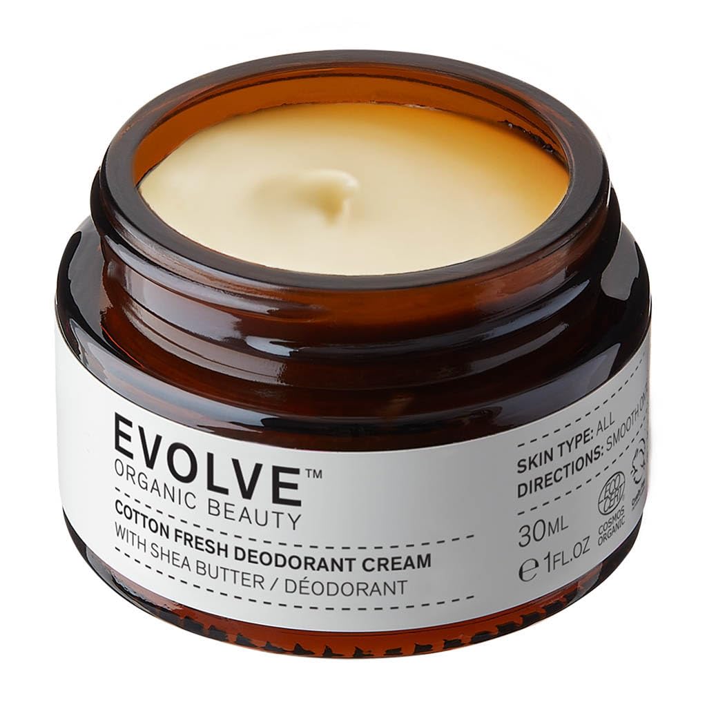 Evolve Organic Beauty Cotton Fresh Natural Deodorant Cream - Vegan - Certified Organic Deodorant (30ml)