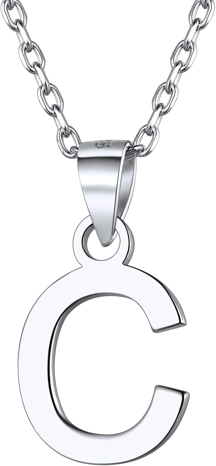 ChicSilver Initial Necklace 925 Sterling Silver Dainty Small Letter Pendant Personalized 26 Alphabet Necklace for Women, 18 Inch Chain (with Gift Box)
