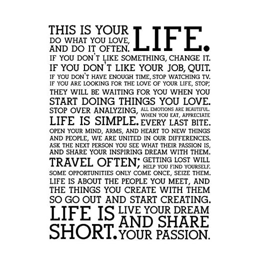 MGSHN Holstee Manifesto Poster Life Motivierende inspirierende Leinwandbilder Kunstdrucke Wandkunst für Wohnzimmer Schlafzimmer Dekor - 60x80cm ohne Rahmen