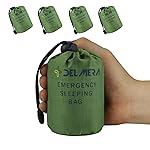 Delmera Emergency Sleeping Bag, Lightweight Survival Sleeping Bags Waterproof Thermal Emergency Blanket, Bivy Sack Survival Gear for Outdoor Adventure, Camping, Hiking, Green (Green- 4 Pack)