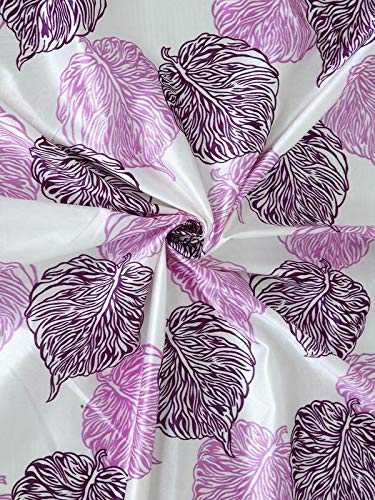 Image of Cortina Durable & Stylish Premium Leaf Print 100% Polyester Curtains - with Metal Grommets - Easy Fit Over Window - Bedroom Living Room Kids Room Hall Kitchen - 7 Feet Set of 1 - Purple 4