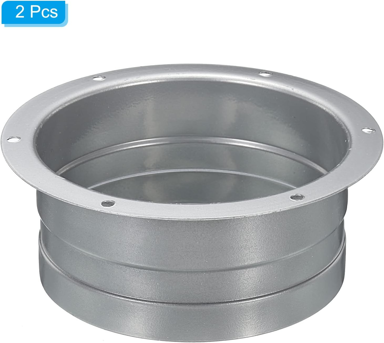 PATIKIL 5 Inch Duct Connector Flange, 2 Pack Metal Straight Pipe Exhaust Hose Flange for Heating Cooling Ventilation HVAC System
