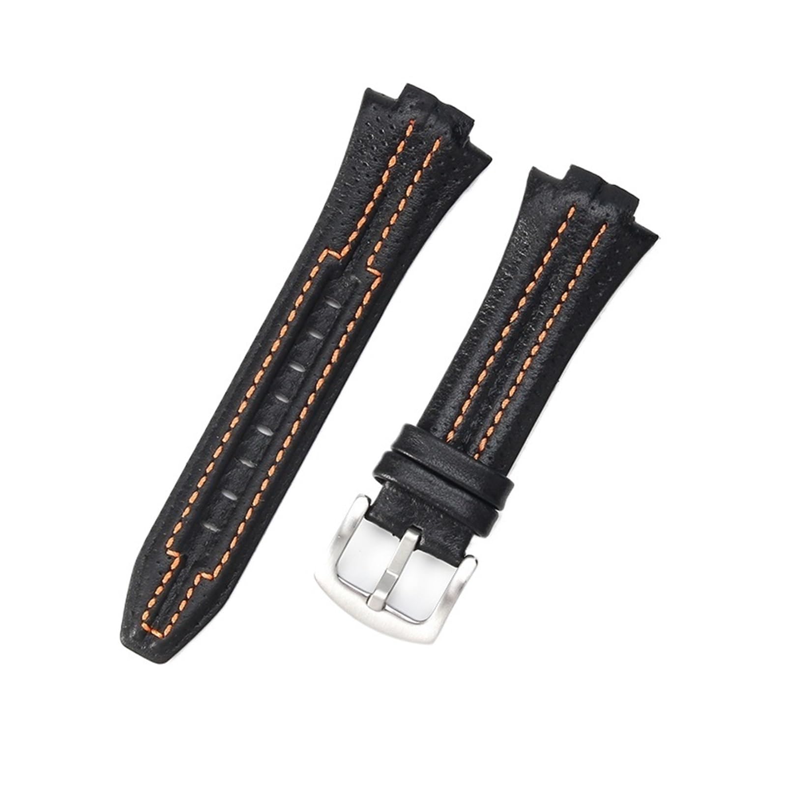 Bracelet en cuir de vachette compatible avec les montres Seiko SNL017 029P2/021P1 SNA595 7L22-0AE0 Sportura Series, 27 x 15 mm