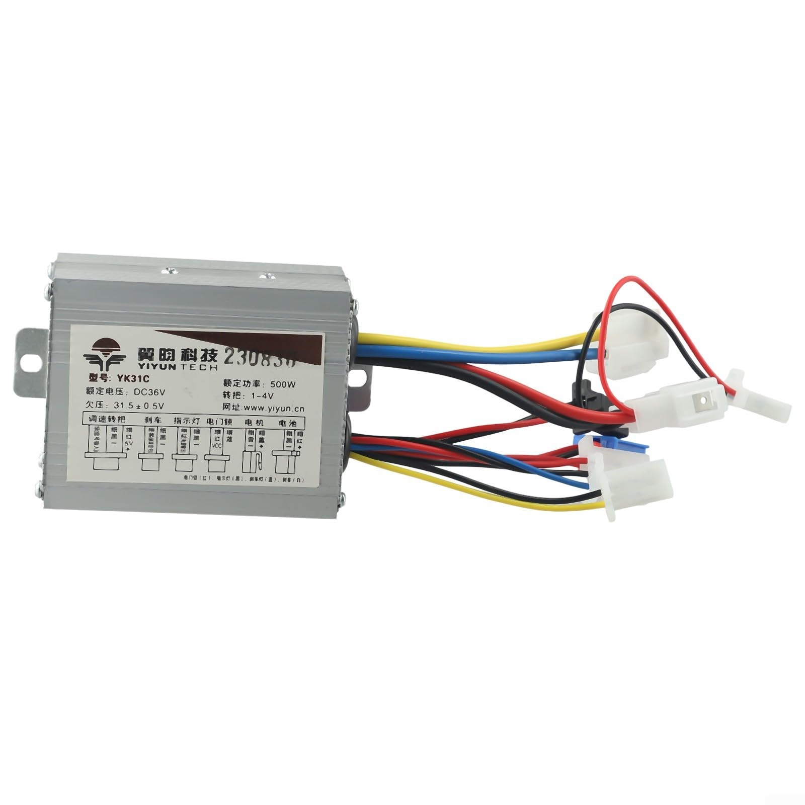 Contrôleur de vélo ou scooter électrique brossé avec poignée d'accélérateur, prend en charge les moteurs 24 V/36 V/48 V 250 W-1000 W, noir argenté (36 V 500 W)