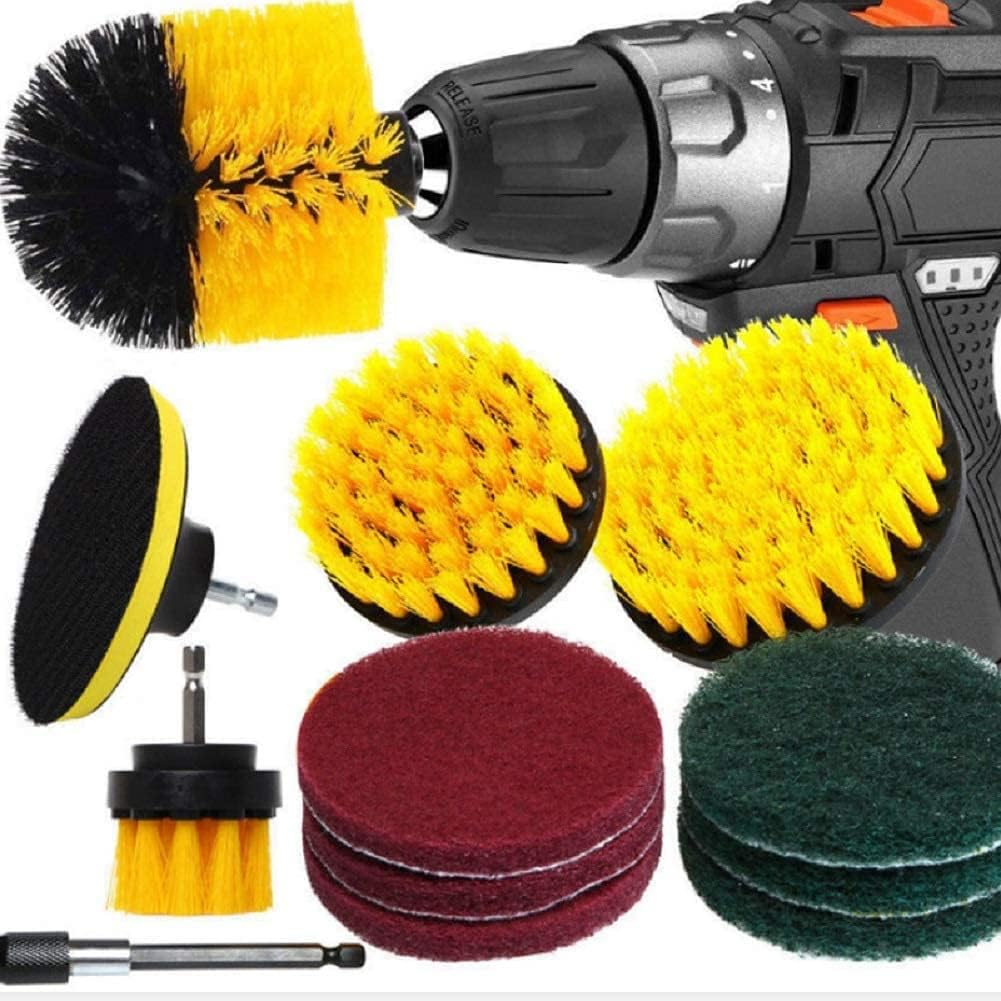 IIEPECA 12 Piece Drill Scrub Brush Attachments Set, Power Scrubbing Brushes Pads Sponge Scrubber Brush, Tiles, Sinks, Bathtub, Bathroom, Kitchen Auto