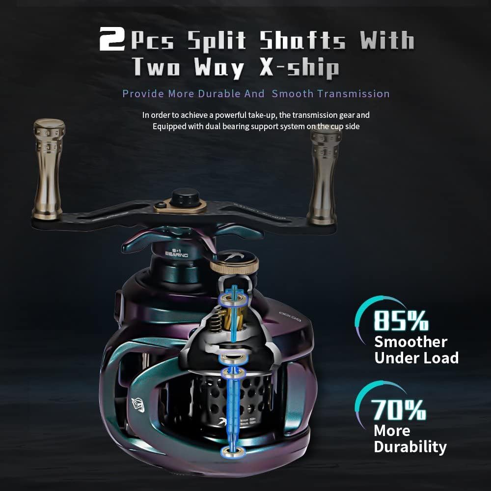SOLOKING DC100 Ultralight 148g BFS Baitcasting Fishing Reel Saltwater 9+1BB Baitcasting Reel Magnetic Brake System 7.1 Gear Ratio Fishing Coil (Right Hand)