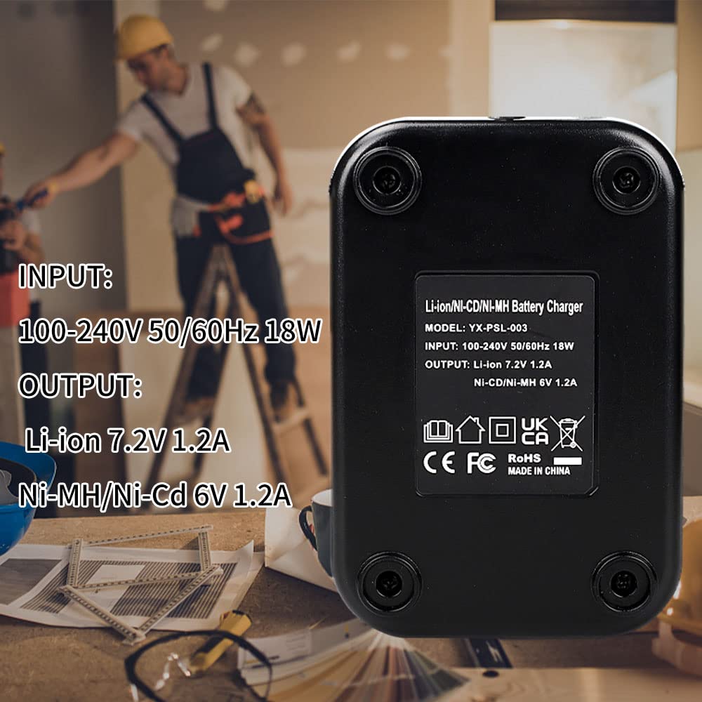 ELSOON Battery Charger For Paslode Cordless Tools - Compatible With 7.2V Li-ion & 6V Ni-MH/Ni-Cd Batteries
