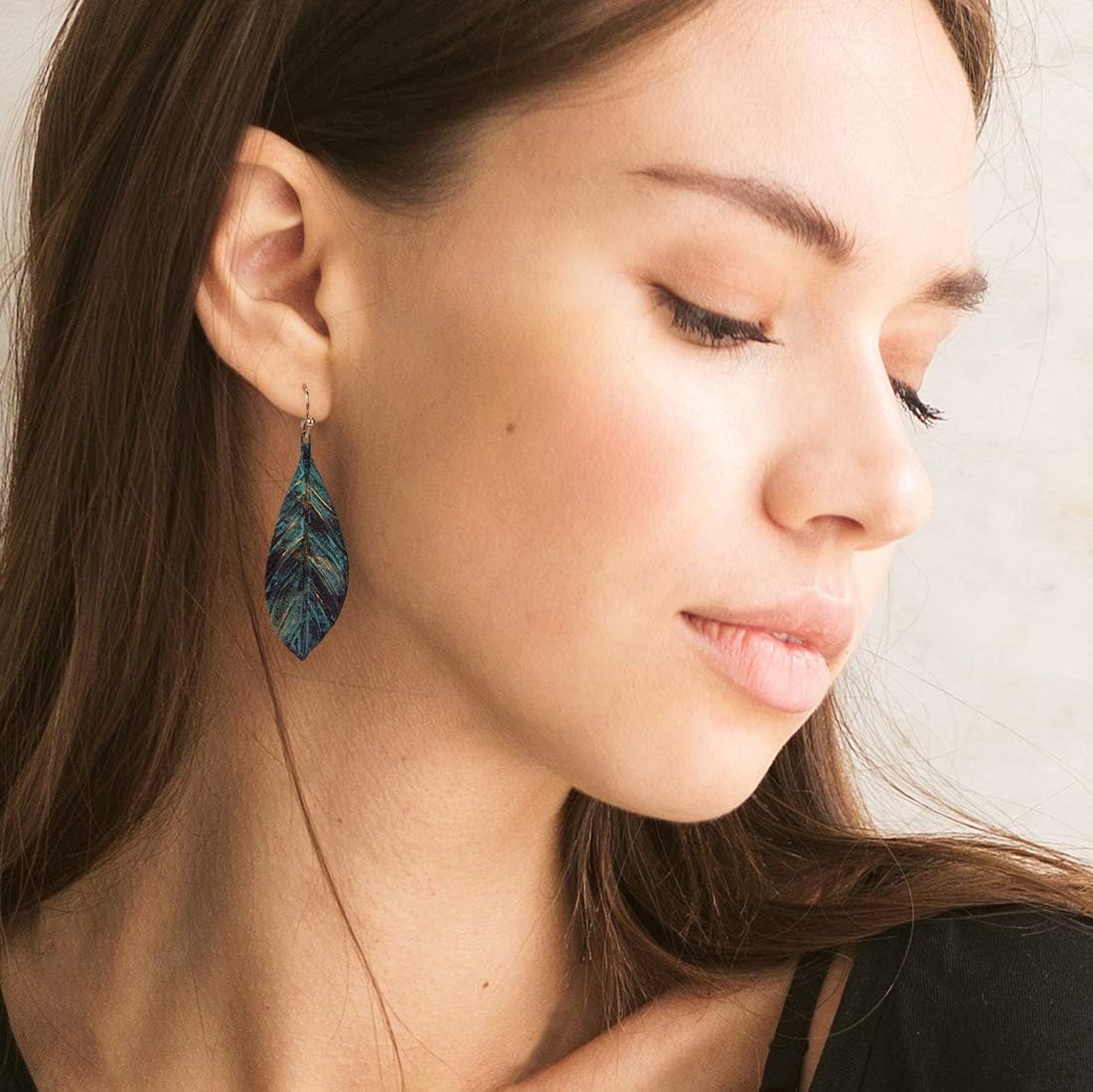 Handmade Boho Lightweight Statement Leaf Earrings with Detailed Texture for Women - Image 2